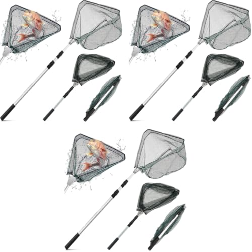 Proberos® Foldable 66 inch Telescopic Portable Fishing Landing Net with Aluminum Alloy Handle 3 PCS