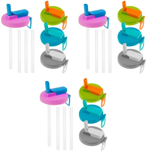HASTHIP® 4 Pack Reusable Soda Can Lids with Silicone Straws BPA-Free Airtight Seal Spill-Proof Easy to Use Fits Standard 12oz 16oz Cans 3 PCS