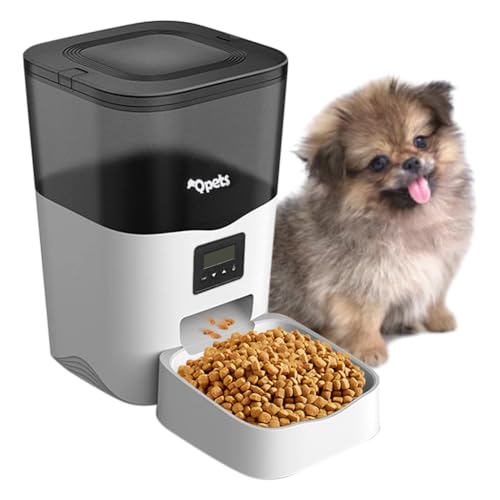 Qpets® Automatic Pet Feeder, 3L Dog Feeder Pet Food Plastic Dispenser With Programmable Timer, Portion Control 1-4 Meals Per Day, Dual Power Supply For Small Medium Cats Dog Food Stand