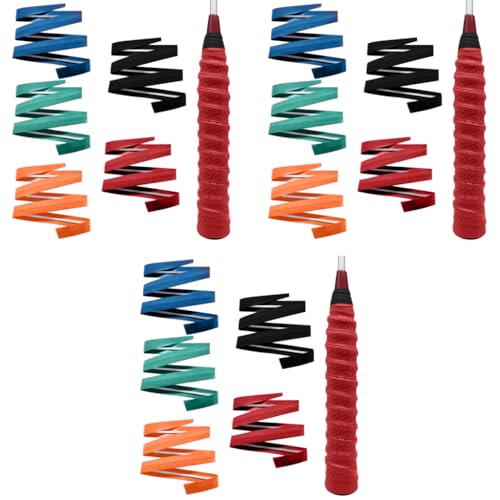 Proberos® 5 Rolls PU Grip Tape Sweat Absorption Badminton Racket Color Anti Slip Overgrips for Sports Pickleball Tennis Fishing Rod 3PCS