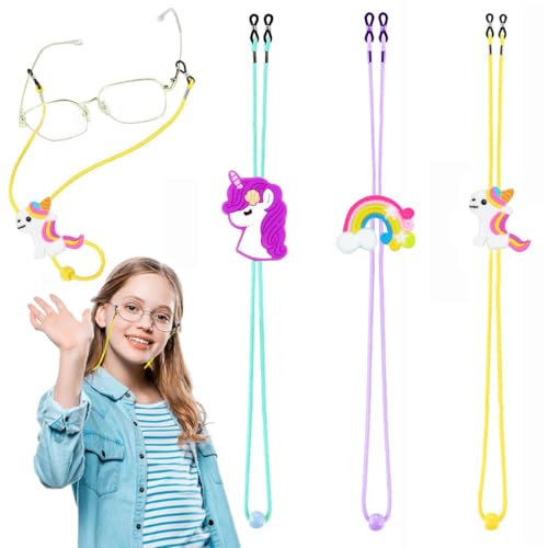 PATPAT® 3Pcs Glasses Lanyard Eyeglasses Neck Straps for Kids Cartoon Charm Eyeglasses Neck Straps Elastic Rope 12-20 inches Adjustable Eyewear Retainers Sports Eyeglass Strap