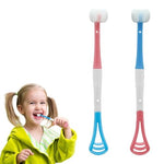 SNOWIE SOFT® 2Pcs Baby Teethbrush 2 in 1 Oral Cleaning Brush Tongue Brush Dual Head Silicone Gum Brush U Shape Gum Massager BPA Free Silicone Oral Cleaning Brush for Baby 6-24 Months