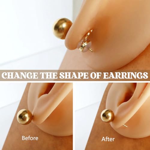 SANNIDHI® 12Pcs Earring Supporter for Heavy Earrings Lightweight Heart Earring Back Stoppers with Box Silicone Ear Ring Backs for Studs Dangle Heavy Earrings Supporter for Ears - Gold