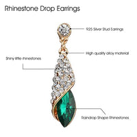 SANNIDHI® 1 Pair Raindrop Elegant Women Earrings Crystal Green,Inlaid Rhinestone Eardrops Luxury Earrings for Women,Jewelry Gift,Ladies