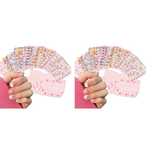 MAYCREATE® 30 Sheet Cartoon Rabbit Nail Art Stickers 3D Self-Adhesive Decals Cute Bunny for DIY Nails Manicure Tips Charms Girls Children Day 60 PCS