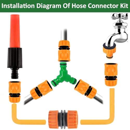 HASTHIP® 34PCS Gardenhose Pipe Connectors Universal Quick Hose Multi-Tap Adapter With Washers Water Sprayer Nozzle Faucet for Gardening Watering Car Washing