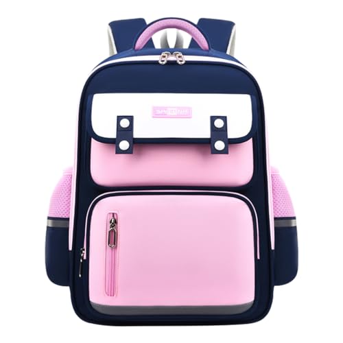 PALAY® School Backpack for Kids Waterproof School Backpack with Chest Buckle & Reflective Strip Kids School Backpack Burden-relief School Backpack for Kids 6-12 Years Old, Pink