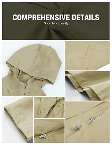 Venzina® Raincoat for Women High Waterproof Hooded Rain Jacket Zip-up Rain Coat Knee-length Lightweight Rainwear Outdoor Rain Coat with Storage Pouch, Stylish Rain Coat, One Size