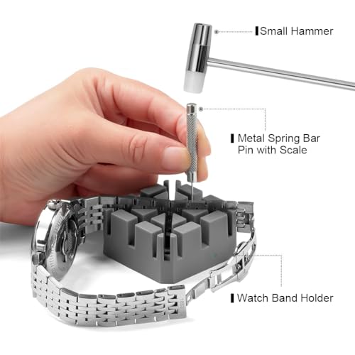 Serplex® 24-in-1 Professional Watch Repair Kit for Wrist Watches, Multi-Tool Set with Liftable Platform, Spring Bar Tool, Link Remover, Cotter Pins, Hammer & Storage Bags for Strap Adjustment (3 Set)