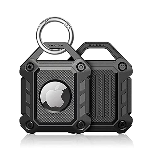ZIBUYU® 2pcs AirTag Case TPU AirTags Protective Case AirTag Holder AirTags Case on Keychain Waterproof AirTag Case with Keychain Hole (Black)