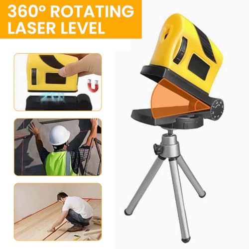 Serplex® 4 in 1 Laser Level Horizontal Vertical Lines Cross-Line 360 Fine Tuning Infrared with Folding Tripod Base 16Ft Range Battery Operated No Battery Included 2PCS