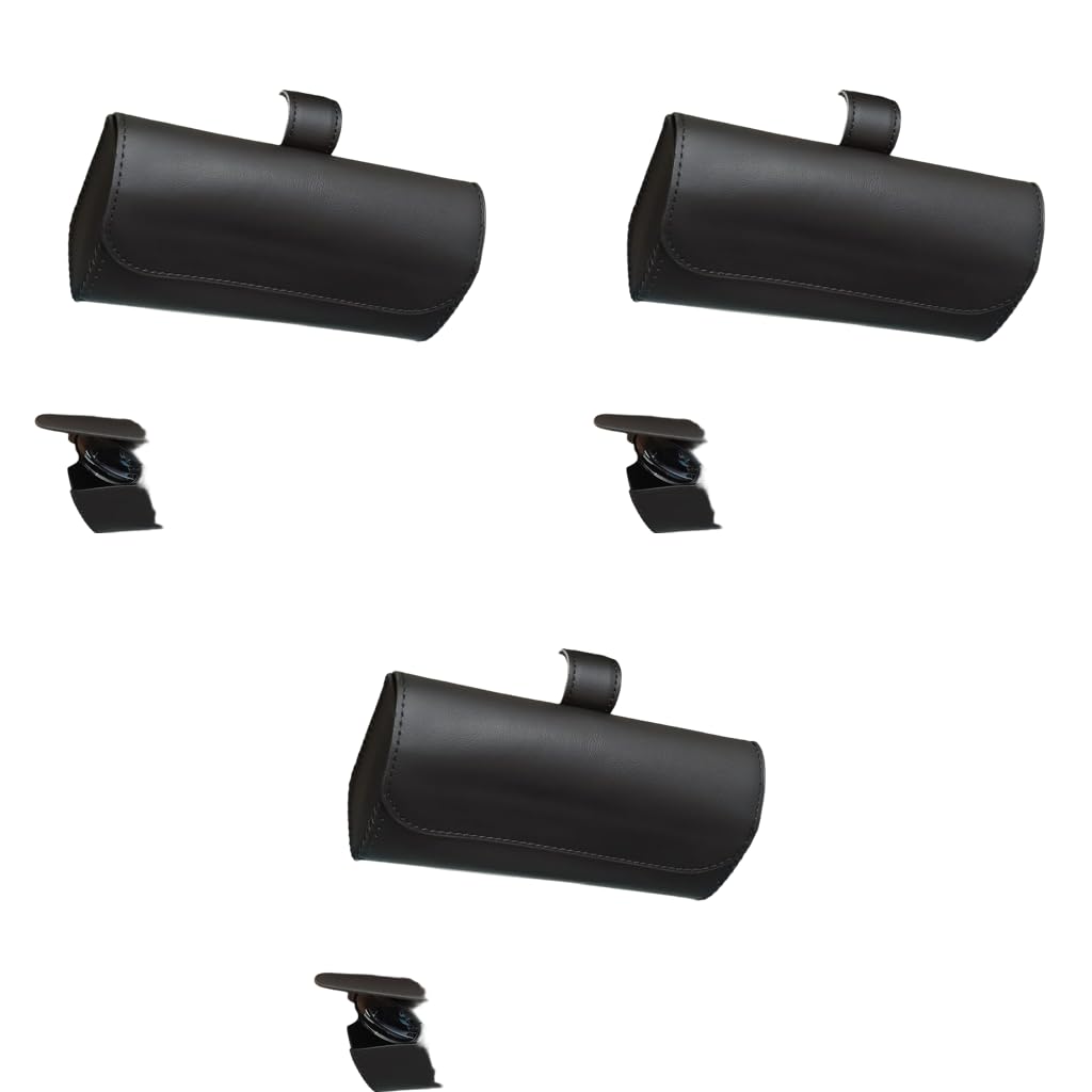 STHIRA Sunglasses Holder for Car Sun Visor with Magnet Closure PU Leather Case 3PCS