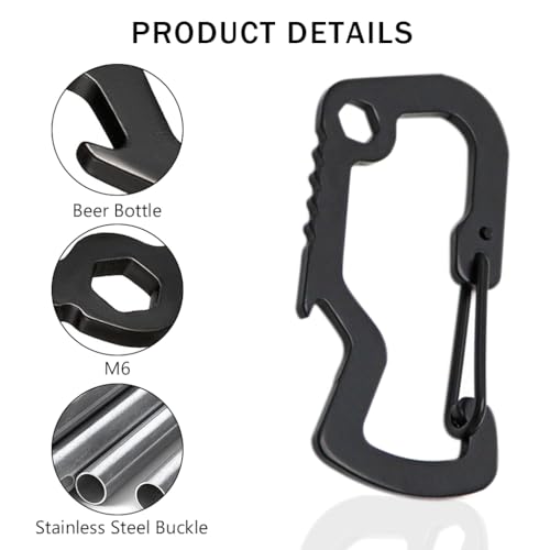 Proberos® 10PCS Black D-Type Carabiner Multifunctional Stainless Steel Clip Hooks Heavy-Duty Locking for Camping Hiking Outdoor Gear