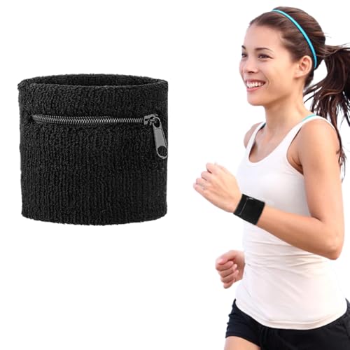 Proberos® Running Wrist Band for Men Women Sport Wrist Sweat Bands with Pocket, Fashion Stretchy Spandex Wrist Band Outdoor Sweat Bands for Workout, Exercise, Jogging, 1 Piece, One Size