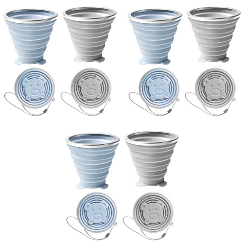 HASTHIP® 2 Pack Collapsible Cup for Travel Accessories Small Silicone Foldable Glass with Lids Camping Outdoor Reusable Expandable Drinking 3 PCS