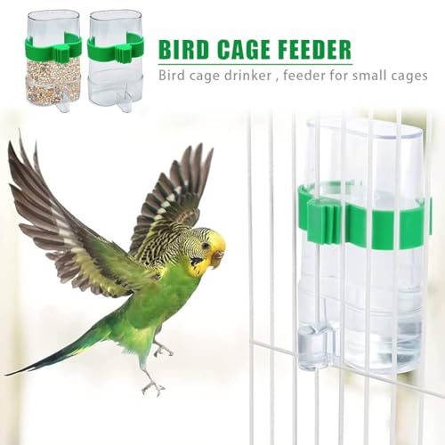 Qpets® Bird Feeder for Cage 2Pcs Bird Feeder Transparent Bird Feeder for Dry Food or Water Universal External Bird Feeder for Cage Large Capacity Bird Feeder for Parakeet