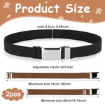 GUSTAVE® 2 Pack Belt for Kids, Stretchy Kids Belt for Boys Girls, Adjustable Waist Belt, Elastic Silver Buckle Child Toddler Belt - Black & Brown Set