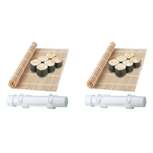 HASTHIP® Sushi Making Kit Sushi Mold for Beginners Durable Rolling Machine Roller Bazooka with Bamboo Mat 2PCS