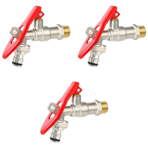 HASTHIP® Tap with Lock 1/2 Thread Water Lockable Faucet Outdoor Garden Home Brass 3 PCS