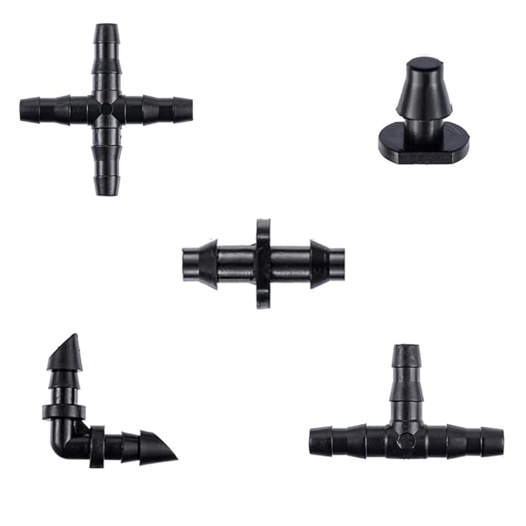 HASTHIP® 200-Piece 1/4'' Drip Irrigation Connectors Kit, Easy Installation, Highly Durable & Flexible for Home Gardens, Lawns, Greenhouses, Versatile, Non-Toxic & Leak-Proof Watering Solution