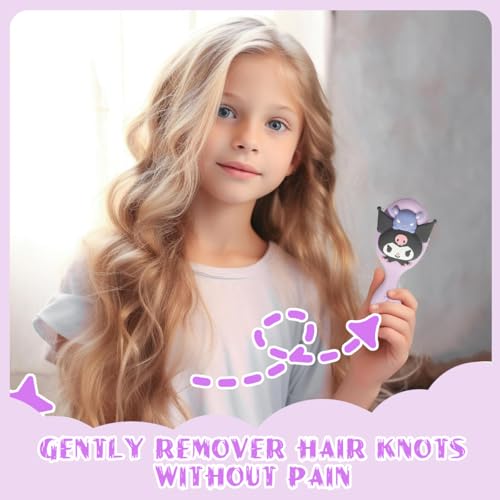 MAYCREATE® Toddler Hair Brush for Girls Kuromi Paddle 5.3 Inches Kids Detangler Oval Scalp Massager Cartoon Comb 3 PCS