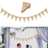 PATPAT® Burlap Flag Banner 2.86M Rustic Burlap Banner Bunting Burlap Triangle Flags 14x20cm Natural Hessian Banner for Wedding Decor Party Decoration Room Decoration, 1Pack*13Flags Christmas Gifts