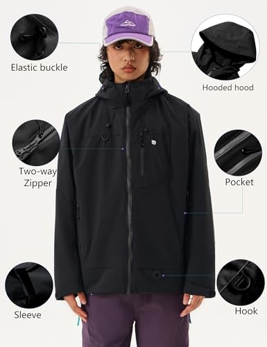 Venzina® Men's Waterproof Rain Jacket-Lightweight Windbreaker with Color Block Design, Breathable for Urban Outdoor, Daily Commuting I Fashion Unisex Couple Jacket, Peacock Blue-L