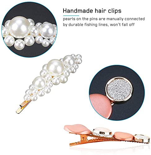 MAYCREATE Pearls Hair Barrettes for Bridesmaid and Women featuring 10 Styles | Acrylic Resin Hair Clips