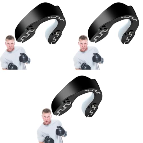 Proberos® Sports Mouth Guard, Teeth High-density Moulded Professional for Boxing, Football, MMA, Heat-Molded, Universal Size, Comfortable, Black 3 PCS