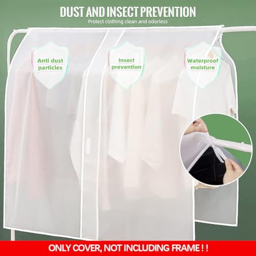 HASTHIP® Clothes Rack Cover, Garment Rack Cover Large PEVA Translucent Clothing Dustproof/Waterproof Cover for Suits, Coats, Sweaters, Shirts (Not Including Frame) 3 PCS