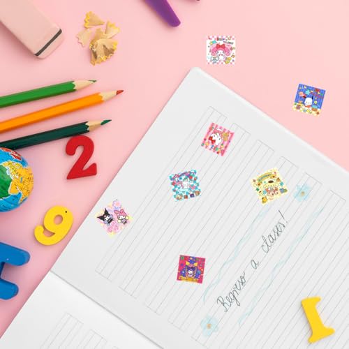 HASTHIP® 500PCS Sanrio Stickers 8 Designs Kuromi Cute Decals Assorted Kawaii Gifts for Kids Teens Girls Adults Ideal DIY Decor Gift Fans