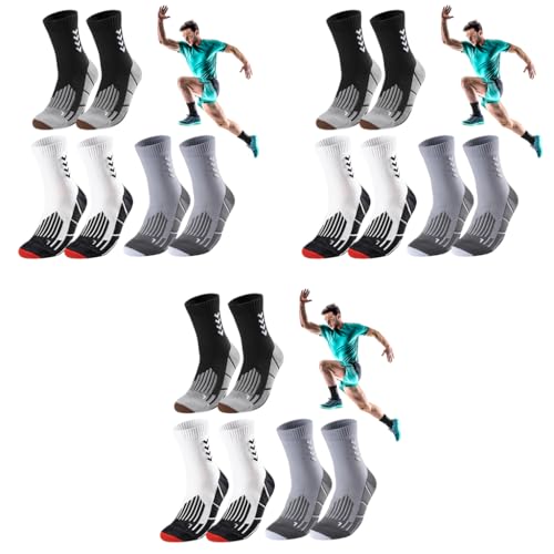 Proberos® 9 Pairs Compression Socks Men's Sport Running Crew Fashion Towel Cloth Sweat Yoga