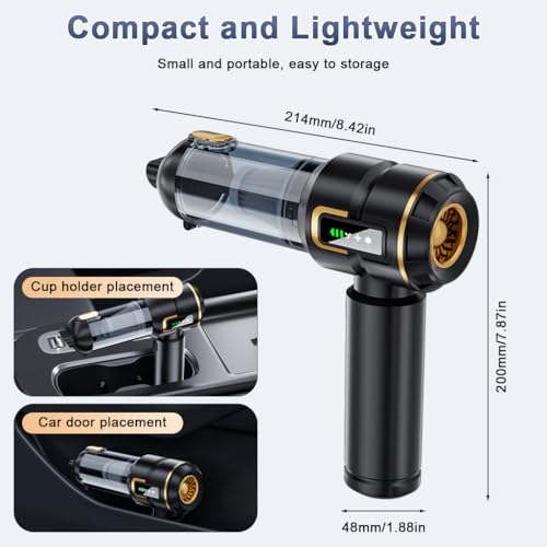 STHIRA® USB Cordless Car Duster Air Blower, 16000Pa High Power Compressed Air Duster, 3 Speeds & LCD Display, 6000mAh Rechargeable Battery, Compact Air Cleaner for Cars, Electronics & Home Use