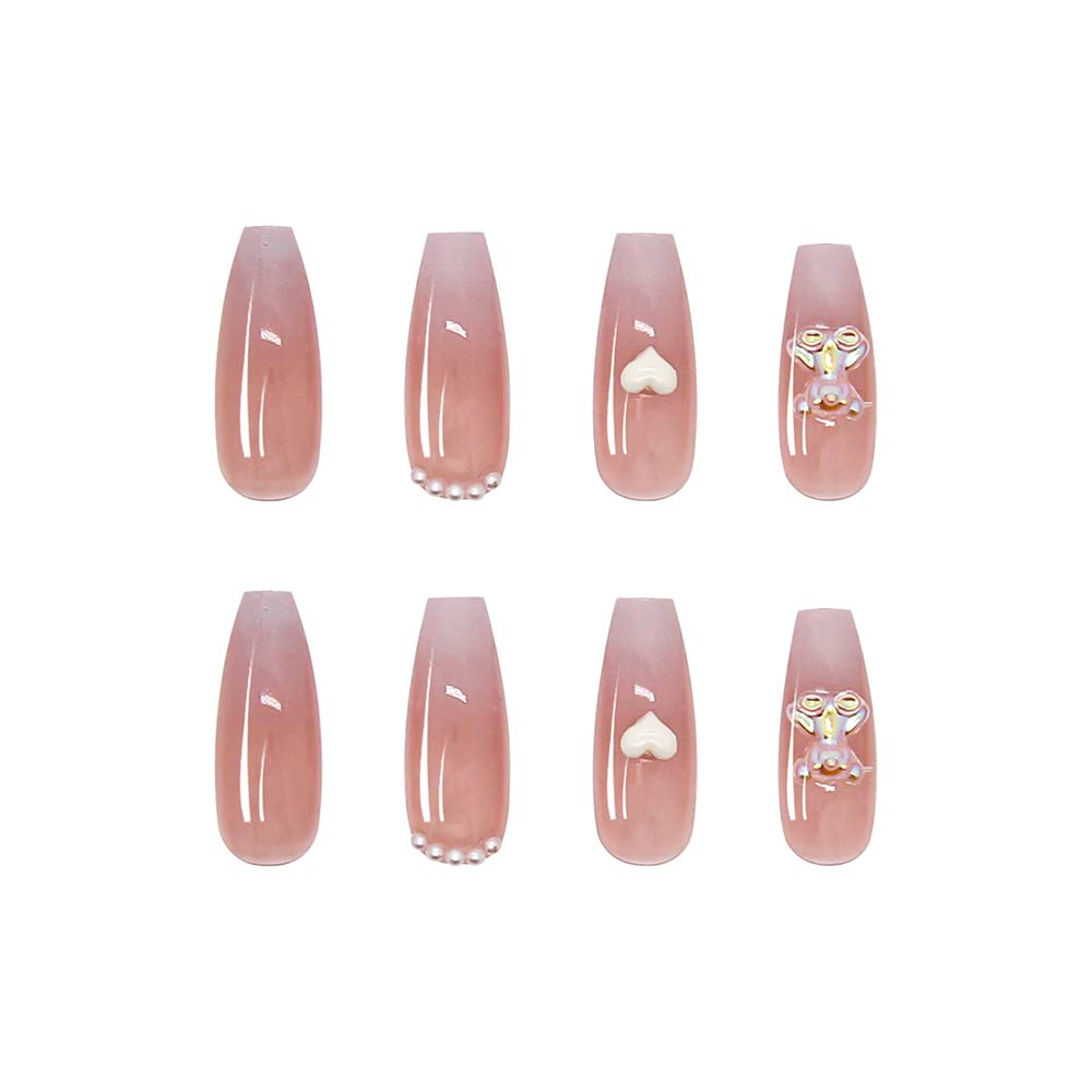 MAYCREATE Press On Nails for DIY French Style Manicure with 24pcs Full Cover Almond Shape Set