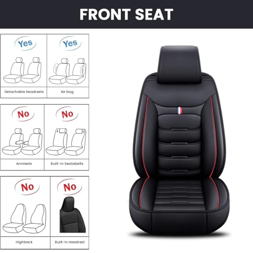 STHIRA® 1 Piece PU Leather Car Seat Cover Single-Seat Protector with Backside Storage Pouches