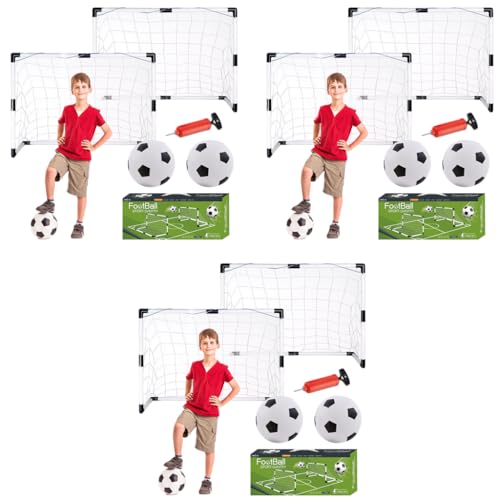 Proberos® Football Goals Kit Set of 6PCS Goal Target Nets DIY Assembly Small Outdoor Game with Inflatable Ball Toy Manual Pump Indoor