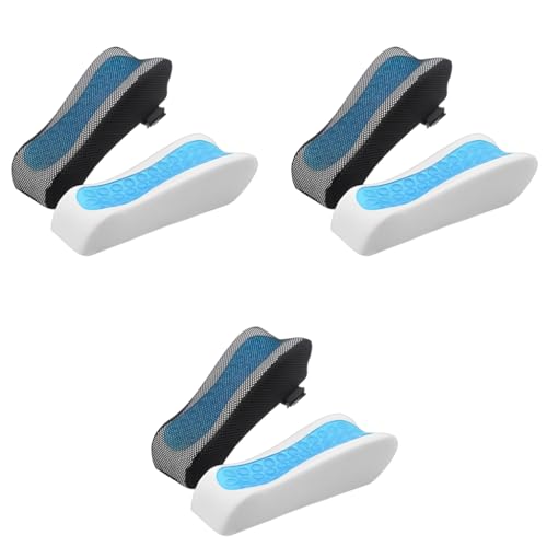HANNEA® 6PCS Chair Armrest Pads For Office Gaming Cover Cooling Gel Ergonomic Elbow Pillow Memory Foam Rest Pressure Relief Thick Support Cushion Black