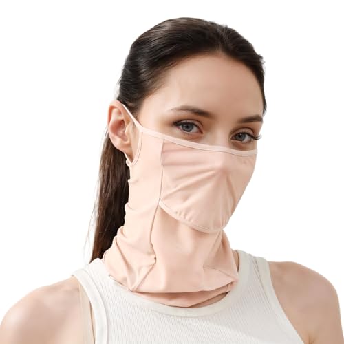 SANNIDHI® Face Cover for Women, Sun UV Protection Face Mask, Outdoor Face Mask for Women, Ultra Slim Cool Fabric Breathable Neck Gaiter Summer Masks with Mouth Open Hole    (Pink)