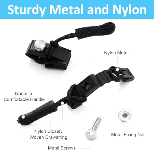 HASTHIP® 36PCS Zipper Puller Repair Kits Instant Zip Slider with Nylon Pull Cords 3-Size Metal Zippers for Sliding Teeth Universal Removable for Bags Garments Replacement