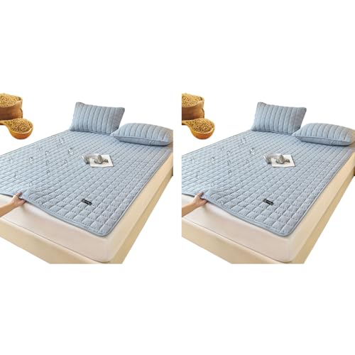 HASTHIP® Thin Bed Mattress 59x78 inches Cotton Sheet Waterproof Anti-Allergy Fitted Elastic Corner Straps Machine Washable All Season 2PCS