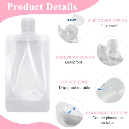 MAYCREATE® Travel Pouch for Toiletries Empty Travel Toiletries Bottle Set of 18Pcs 30/50/100ml Stand Up Pouches Cream Jar Travel Accessories Portable Bottle for Travelling Kit for Shampoo Lotion Soap