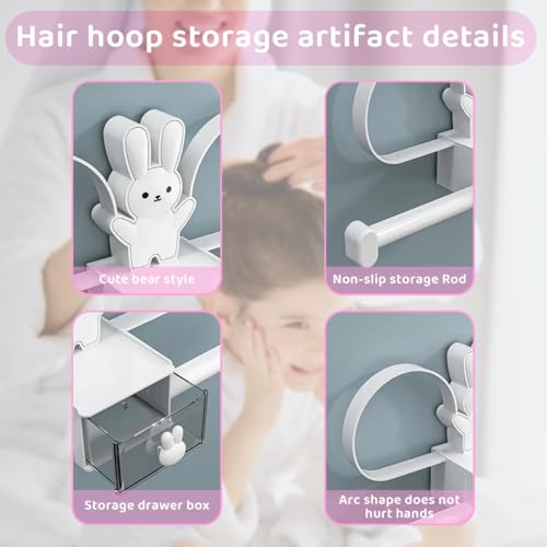 HASTHIP® Headband Holder Stand Scrunchie Organizer Girls Hair Accessories Storage for Hairband Hair Ties Adhesive Scrunchy Holder Scrunchie Storage 3PCS