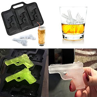 HASTHIP® 2-Pack Ice Cube Tray, Food Grade Silicone TPR Ice Mould Fun Pistol (6 Grids) and Plastic Bullet (10 Grids) Ice Mould for Whiskey Cocktails Ice Cubes, Chocolates, Jello Shots