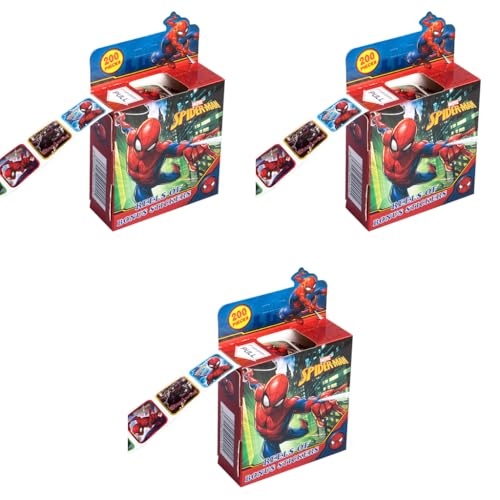 HASTHIP® 200PCS Stickers for Kids Rewards 0.98 Inch Spiderman Cartoon Sticker 10 Patterns Party Bag Fillers Boys Girls Teachers Reward Craft Scrapbooking Box Gift Set