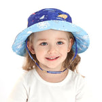 SNOWIE SOFT® Sun Hat for Baby Beach Hat Bucket Hat for Girls Boys Fashion Reversible Cartoon Hat for Boys Girls 3-6 Months, UPF50+ Sun Protection Beach Hat with Chin Strap, Head Circumference 46CM