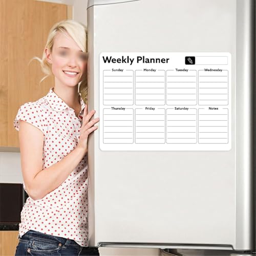 OFIFO® Fridge Magnetic Weekly Planner, 18''x12'' Dry Erase Reusable Whiteboard Calendar Board for Refrigerator, Meal Planning, To-Do List & Family Schedule Organizer