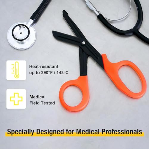 Serplex® 7.5 Inch Medical Trauma Shears Professional Stainless Steel Fabric Scissors For Nurses EMT Workers Non-Stick Blunt Tip Ergonomic Design Ideal Cutting Bandages Clothing Tape 3PCS