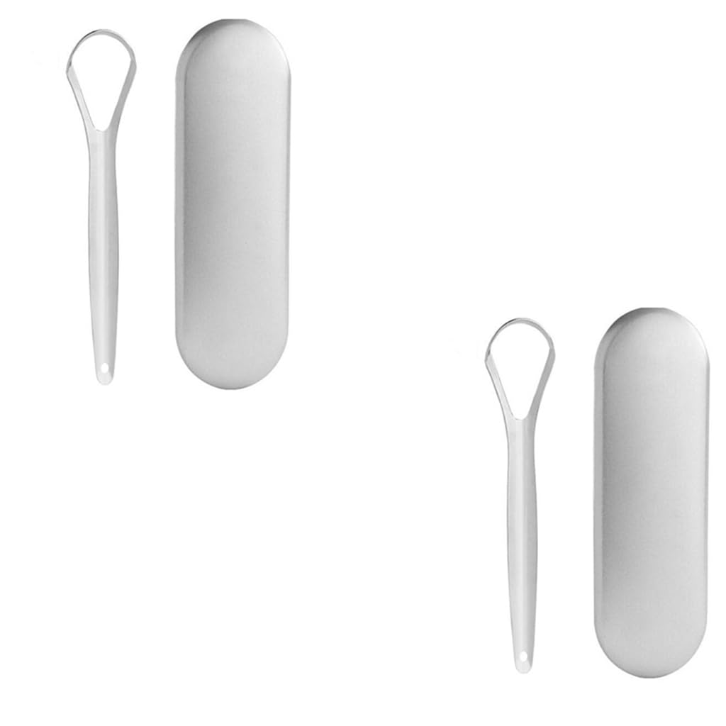 ZIBUYU Stainless Steel Tongue Scraper for Deep Cleaning 2 Pack with Wide Mouth Design | Fresher Breath