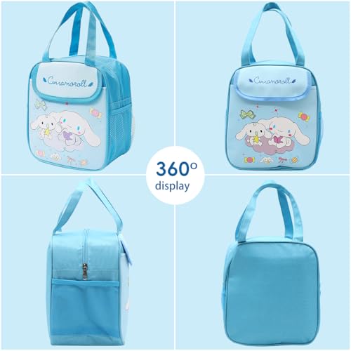 HASTHIP® Lunch Bags for Kids Cartoon Cinnamoroll Bento Box Tote with Handle Insulated for Outdoor Camping School 20x13.5x23cm 2PCS