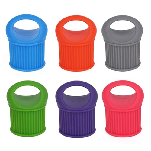 HASTHIP 6PCS Reuseable Silicone Wine Stoppers,  Pull Ring Design Cork Wine Bottle Stoppers Seal Leakproof Bottle Cap Green and Environmental Protection Wine Stopper to Keep Wine Fresh